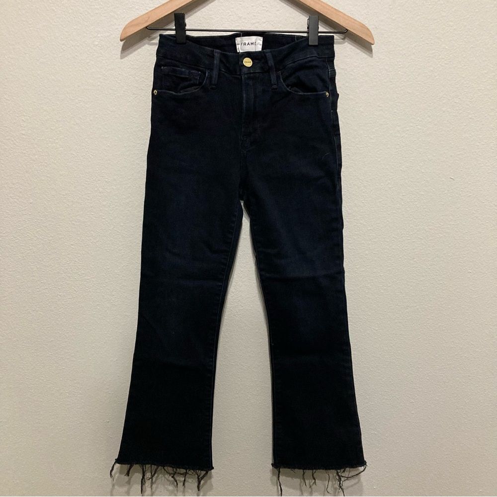 Frame Size 25 Le Crop Mini Boot Dark Wash Jeans